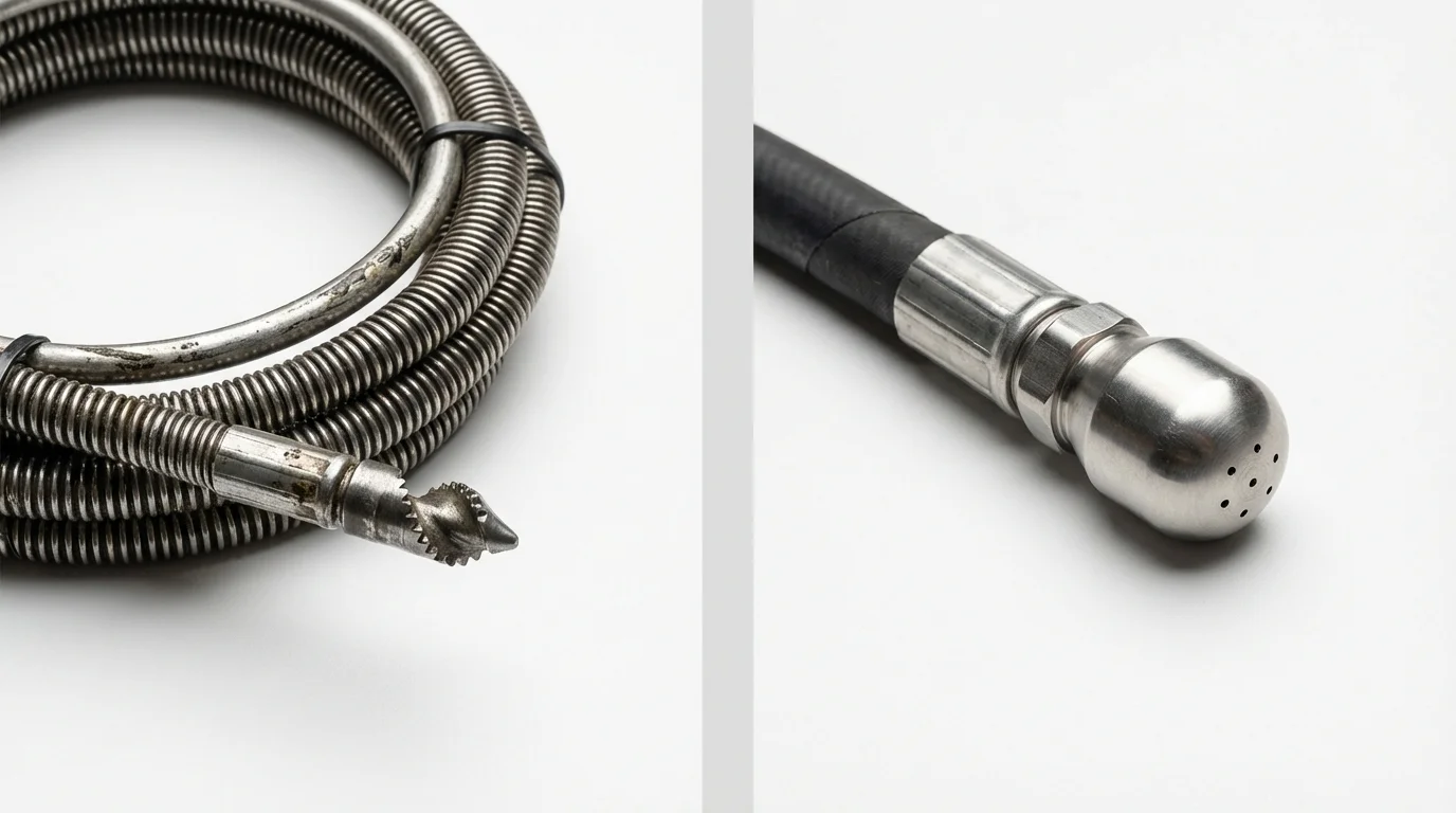 Drain snake cable and hydro jetting nozzle used for drain cleaning in Holiday, FL