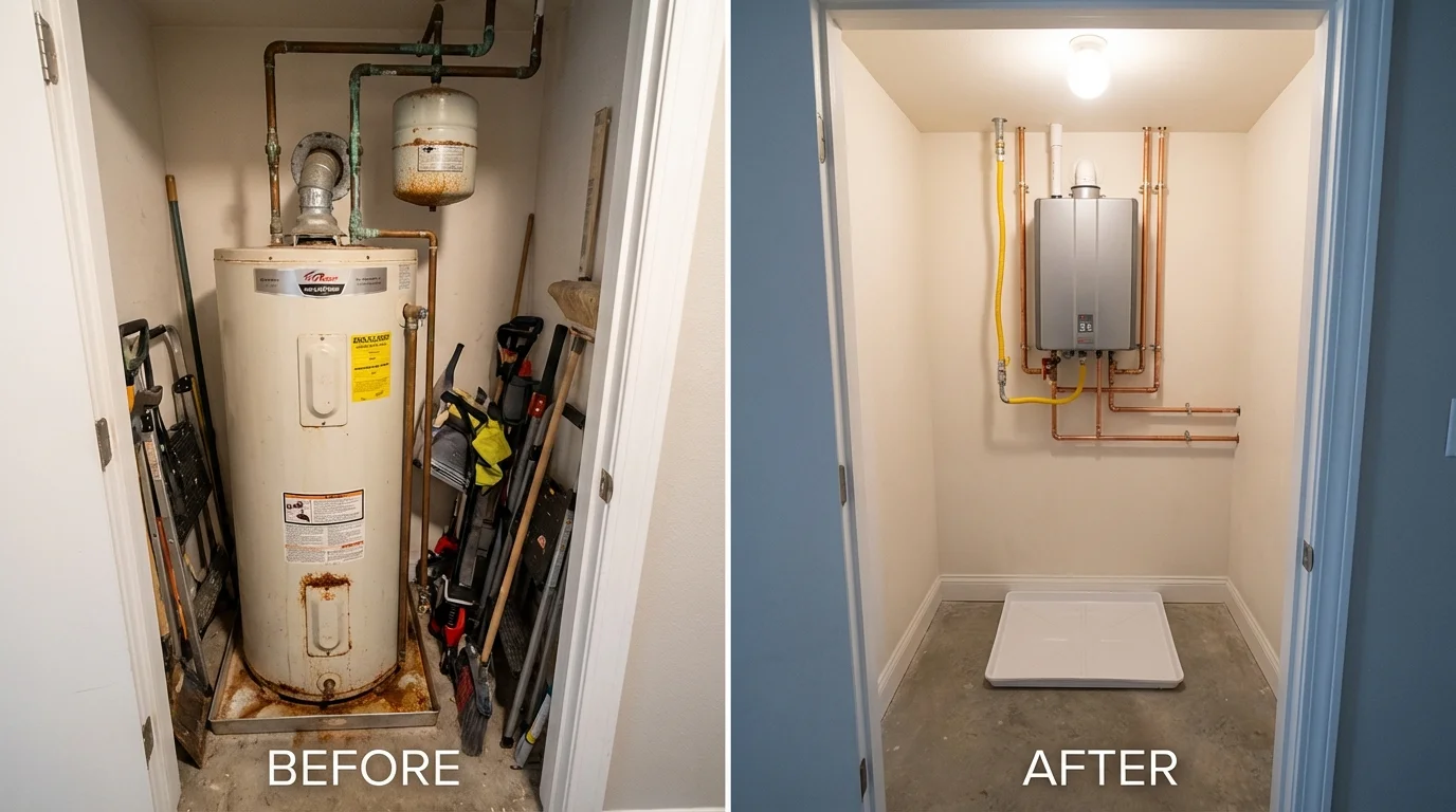 Tank water heater versus wall-mounted tankless unit comparison for Holiday, FL homeowners