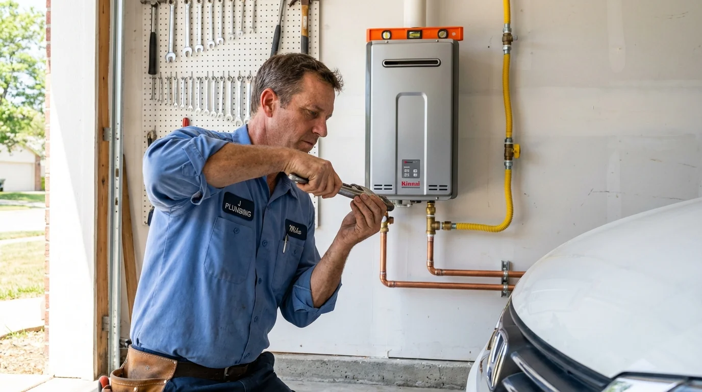 Tankless water heater installation by a Johns Plumbing LLC plumber in Holiday